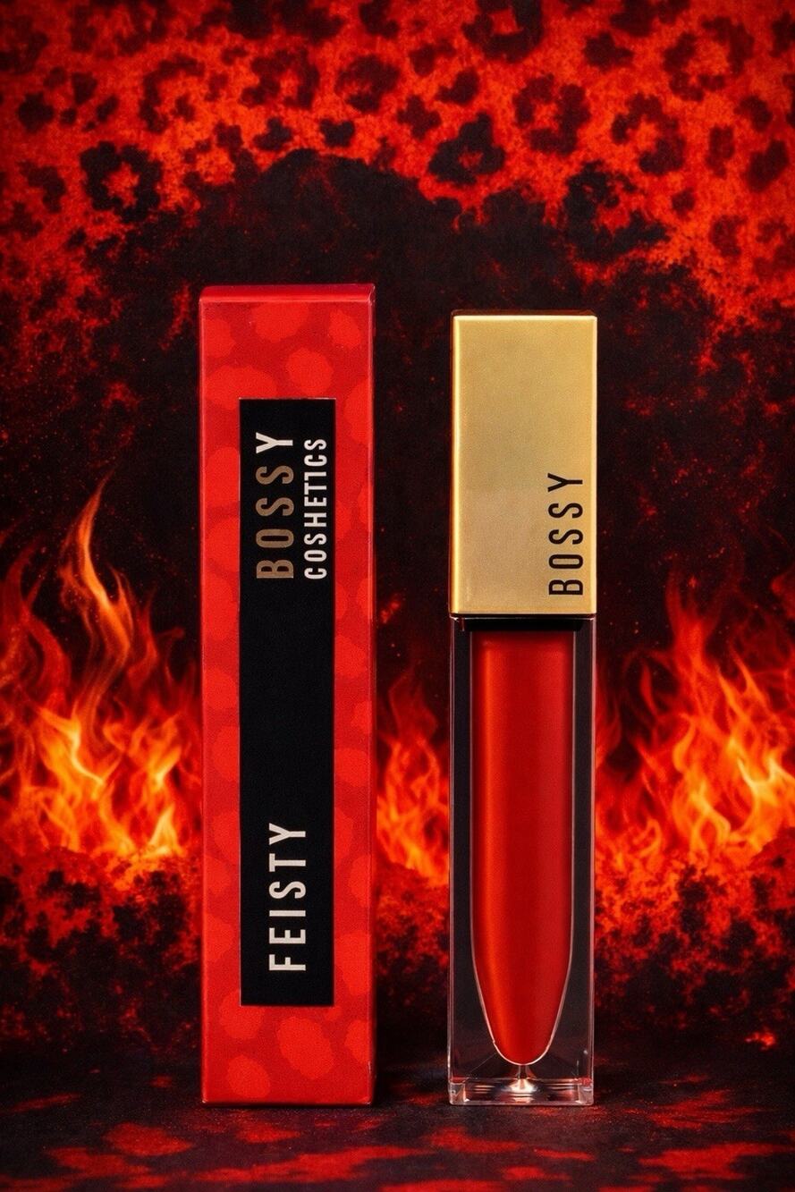 Bossy Cosmetics -Lip Plumping Gloss- Shade: Fiesty -High Shine- 0.20fl oz/ 6.2mL